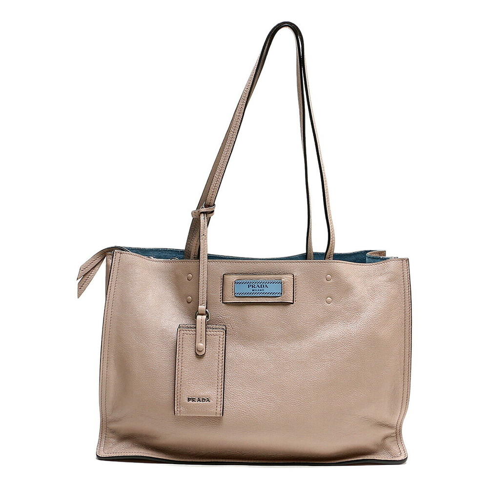 Prada Etiquet leather tote bag greige